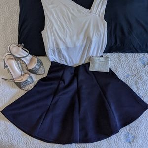 Solid Navy A-line Skirt